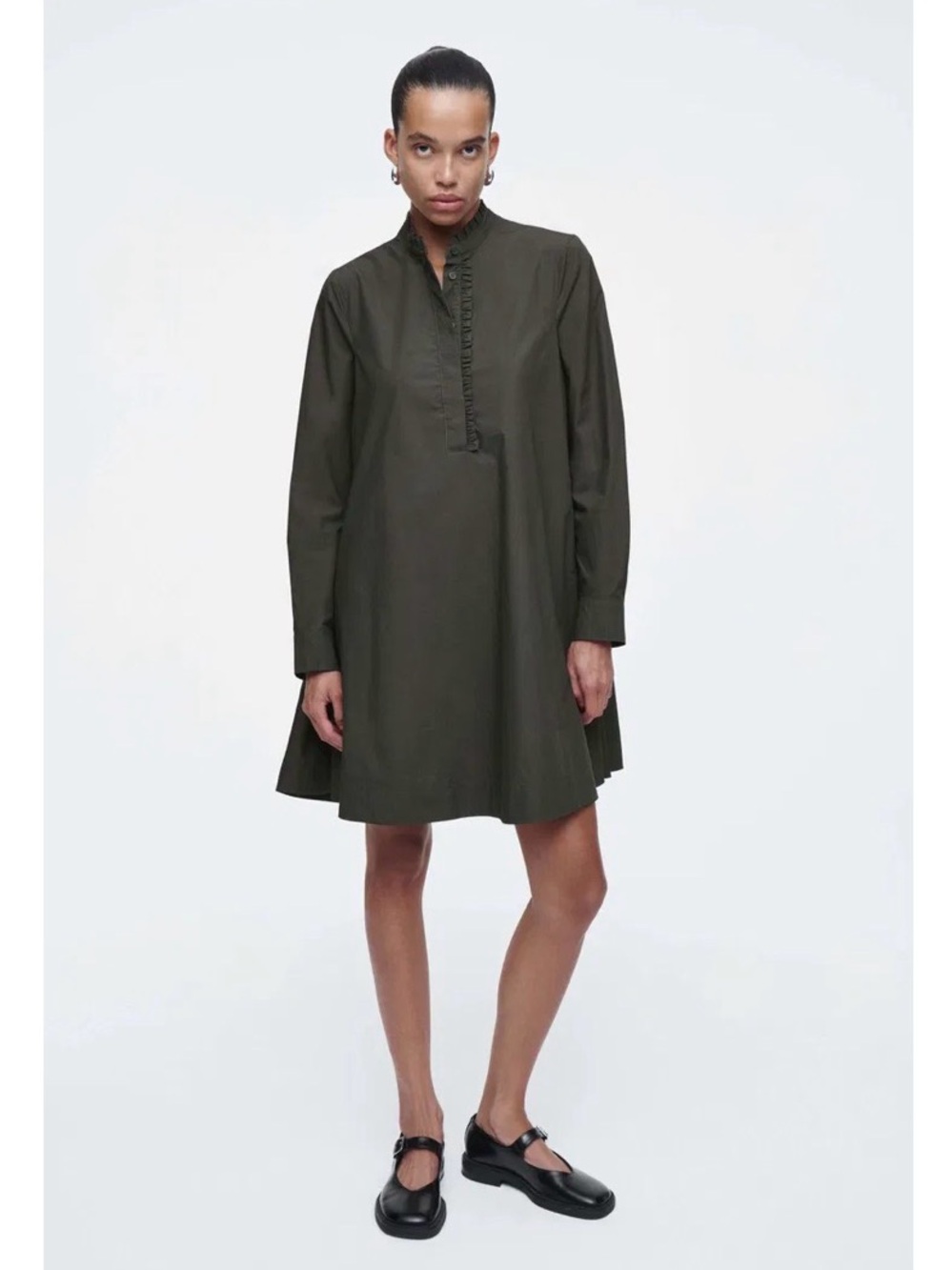 ⭐️Cos Ruffled Khaki Swing Dress✔️